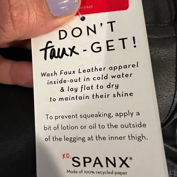 SPANX NEW FAUX LEATHER LEGGINGS SIZE XS - Picture 4 of 7